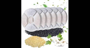 Hengu 6 stuks kattenfonteinfilters voor kattenfonteinen, rond met koolstoffilter, drinkfontein, kattenvervangingsfilter, voor katten en honden, automatische waterfontein, waterdispenser