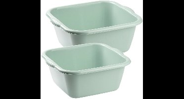 Plasticforte afwasteilen set - afwasbak - kunststof - 6 en 10 liter - Groen - huishoud emmers