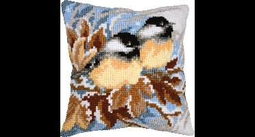 Vervaco - Kruissteekkussen kit - 40 x 40cm - Koolmeesjes in de winter - PN-0201752