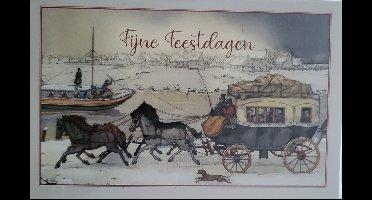 8 Kerstkaarten paarden met postkoets in winters landschap - 8 kaarten met enveloppen van Anton Pieck