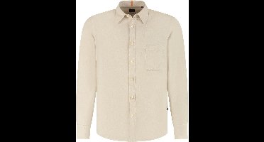 BOSS Relegant Overhemd Linnen Ecru - Maat XL - Heren - Overhemden Casual