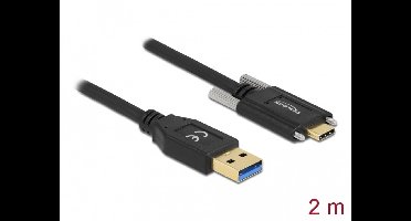 Delock SuperSpeed USB (USB 3.2 Gen 2) Cable Type-A male to USB Type-C™ male with screws on the sides 2 m