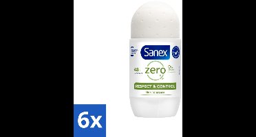 6 x Sanex Deodorant Roller Zero% Normal Skin 50 ml - 24 Uur Deodorant - Aluminiumvrije Deodorant - Alcoholvrije Deodorant - Deodorant Voor Gevoelige Huid - Sanex Deodorant