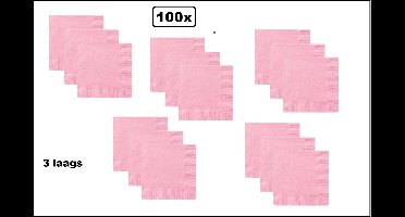 100x Servetten licht roze 3 laags - Servet diner thema feest festival party geboorte baby rose