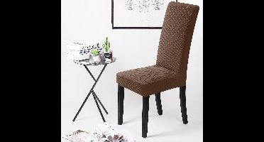 Stoelhoes - Stoelhoezen - Eetstoelhoezen Verwijderbare Wasbare Stoel Kussenovertrekken - Set van 6 - Bruin - 55D x 51B x 70H centimeter