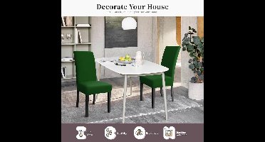 Stoelhoezen - Set van 4 - Stretch - Universele Moderne - Afneembare Wasbare - Polyester - Ademend - Effen - 55D x 51B x 65H centimeter - Kleur : Groen