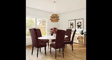 Stoelhoezen - Stof - 6 Stuks - 50D x 50B x 60H centimeter - Elegant - Stretch fit - Verwijderbare - Machinewas - Kleur : Bruin