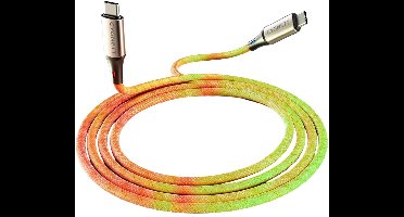 Cygnett, Lichtgevende USB-C kabel 1,2m voor snel opladen 60W en 480 Mbps overdracht, Veelkleurig