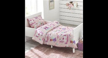 Kinderbeddengoed Eenhoorn en Regenboog Roze en Paars - 120 x 150 cm Omkeerbaar