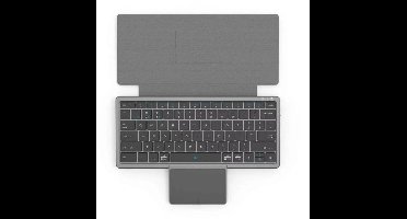 Draagbaar draadloos Bluetooth-toetsenbord voor tablets, telefoons en computers met een verborgen touchpad van PU-leer (grijs).