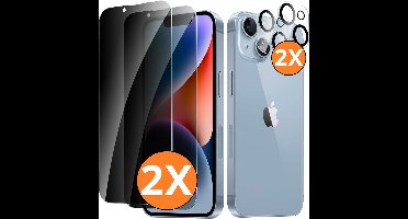 Privacy screenprotector Geschikt voor iPhone 14 Plus - screenprotector Privacy Met iPhone 14 Plus camera lens - Complete bescherming voor iPhone 14 Plus – scherm en camera in één set - 2X