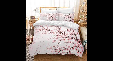 Boraboi® Roze dekbedovertrek met bloemenpatroon en ritssluiting in microvezel,Kleurrijke,135*200 cm