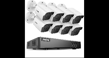 Beveiligingscamerasysteem - Bewakingscamera - Beveiligingscamera - 2K 5MP Camera - CMOS - Openlucht - 8 stuks- IP67 - Wit