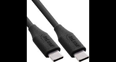 InLine® USB 2.0-kabel, USB-C-snelladingskabel 100 W, Black Cookie/zwart 2m