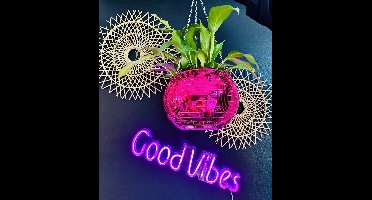 Housevitamin Hangende Vaas - Disco Glitter- Glas -Roze - 25x25x25cm