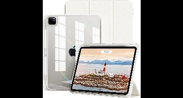Hoes geschikt voor iPad Air 13 Inch hoes Smart Wit M3/M2 (2025/2024) - iPad Pro 12.9 6th/5th/4th Gen hoes Smart Case met Harde Doorzichtige Achterkant en Pencil Slot