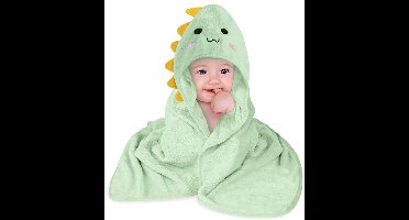 Kraftverdia Baby Badjas 80x80 cm – Baby Badjasjes 1-5jr - Snel Drogende Bad Cape Badstof Katoen - Baby Badjas Badstof - Babybadcape Handdoek Unisex - Dinosaur