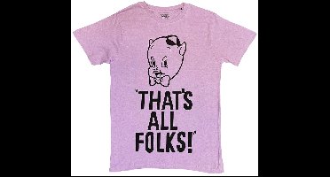 Looney Tunes - That's All Folks Heren Tshirt - L - Paars