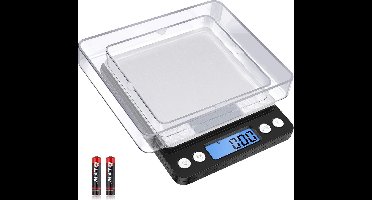 Digitale Keukenweegschaal - Precisieweegschaal tot 0,01g - Compacte Weegschaal voor Koffie, Sieraden en Voeding - Met LCD Display en Tarra Functie - Roestvrij Staal