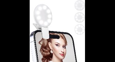 Daity 1 stuk - Mini draagbare invullamp, oplaadbare kleine ringlamp, geschikt voor telefoons, laptops en make-up - perfect voor kinderen en volwassenen, draagbare selfielamp (wit)