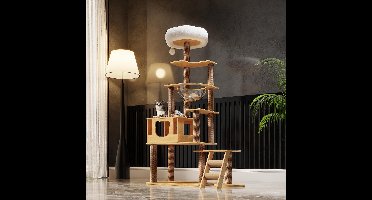 Krabpaal voor Grote Katten - Krabton - Kattenhuis - Bruin