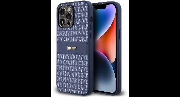 DKNY Textured Tonal Stripe Back Case - Geschikt voor Apple iPhone 14 Pro (6.1") - Blauw