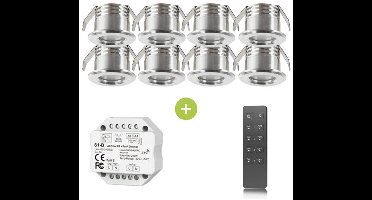 Bundel | LED Veranda inbouwspot | Ø31mm | 1.5 W | Dimbaar - Silver | 8 Stuks | 3000K - Warm wit (830)