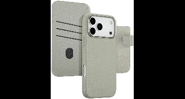 Accezz Hoesje - Geschikt voor Apple iPhone 17 Pro Max - Leather Bookcase 2-in-1 geschikt voor MagSafe - Light Grey