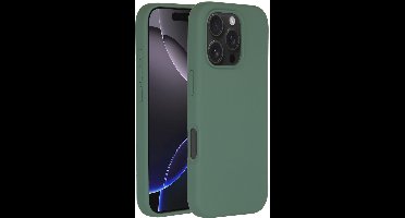 Accezz Hoesje - Geschikt voor Apple iPhone 16 Pro - Liquid Silicone Backcover geschikt voor MagSafe - Donkergroen