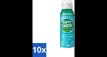 10 x Happy Earth – Deodorant Natural Air Spray – 100% Natuurlijk Cedar Lime – 100 ml - 100% Natuurlijke Deodorant - Ceder Lime Spray - Frisse Geur - Aerosol Deodorant - Natuurlijke Deodorant