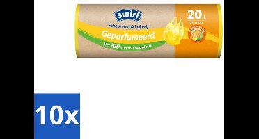 10 x Swirl – Vuilniszakken 20 L – Handvat – Lemon & Melon Geparfumeerd – 25 zakken - Koffiezetapparaat