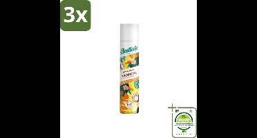 3 x Batiste - Tropical - Droogshampoo - Tropische Geur - Verfrist en Stylet - 200ml - Grootverpakking - Droogshampoo - Tropical Geur - Kokos - Exotische Geur - Fris Haar