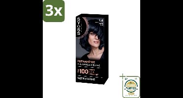 3 x SYOSS - Coloration 1-4 Cosmic Blue - Haarverf - Grijsdekking - Vermindert Haarbreuk - Grootverpakking - Haarverf - Permanent Haarkleuring - Grijsdekking - Keratine Haarkleuring - Haarverf 1-4 Cosmic Blue
