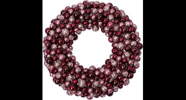 Kerstkrans Kerstballen | Kerst kleuren | Roze - mauve | D33 x H6 cm