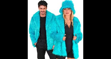Bontjas Pluche Turquoise - Maat S-M