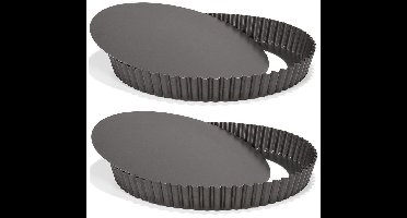 Patisse Bakvorm - 2x - voor taart of quiche - losse bodem - 24 cm - zwart