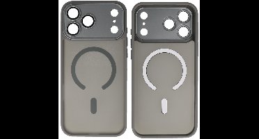 MagSafe Hoesje Geschikt voor iPhone 17 Pro Max - Mat-Transparent met Camera Beschermer Case - Grijs