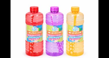 EDDY TOYS Bellenblaas Navulflessen – Set van 3 - 1000ml – Zeepbellenvloeistof in Assorti Kleuren – met Oplossing - Voor Buitenspelen, Kinderfeestjes & Zomerpret