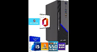 ScreenON Ultra SFF i5 Office PC - Business Office Computer | 16 GB RAM | 512GB SSD M.2 | DVD±RW | Windows 11 Pro | WiFi-Bluetooth | Inclusief Microsoft Office!