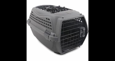M.PETS ECO GIRO Kattentransportkrat - Kunststof kooi - Maat M - Grijs