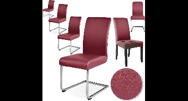 Stoelhoezen - set van 6 - Kunstleer - modern - Stretch fit - waterdicht - Wasbaar - Effen - 46D x 48B x 60H centimeter - Kleur : bordeaux