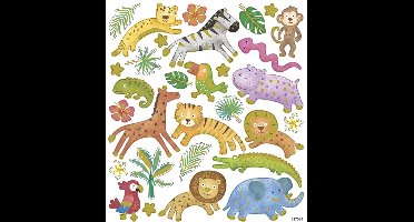 Stickers - Wilde Dieren Stickervel - DIY Plakstickers - Creatieve Hobby Stickers - Formaat 15x16,5 cm - Safari Thema - Decoratieve Stickers - Dieren Knutselen