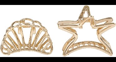 Haarspeldjes, b: 36 mm, l: 44 mm, verguld, 2stuks