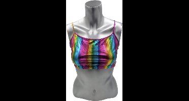 Kinky Glossy Rainbow Top – Sexy Wet-Look Halter Top voor Club en Fetish Size M