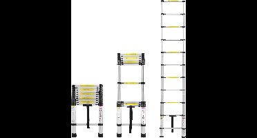 Aluminium Telescopische Ladders 320 cm - Multifunctionele Leunladder met Antislip en 11 Trappen - Gevouwen tot 81 cm