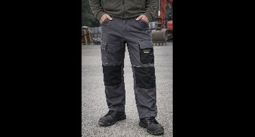 Werkbroek Snickers Workwear Canvas+ met kniezakken – maat 50 Lang (146) – grijs/zwart – duurzame werkbroek