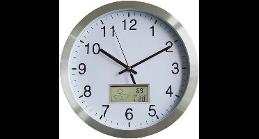 Draadloze Wandklok met Thermometer en Hygrometer - Radiogestuurd - Stil - Ø 30 cm