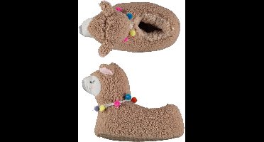 Apollo Kinder sloffen alpaca / lama - dieren pantoffels - taupe - maat 35-36 - warme wintersloffen