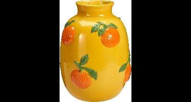 Home & Styling Bloemenvaas sinaasappels - geel - keramiek - D17 x H25 cm - fruitvaas