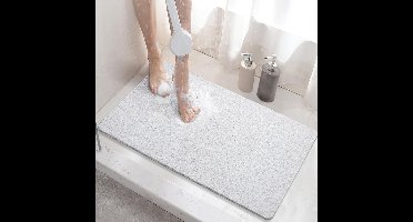 Douchemat - 60 x 40 cm (Rechthoekig) - antislip - met afvoer - zachte - PVC loofah - sneldrogende - Kleur : wit